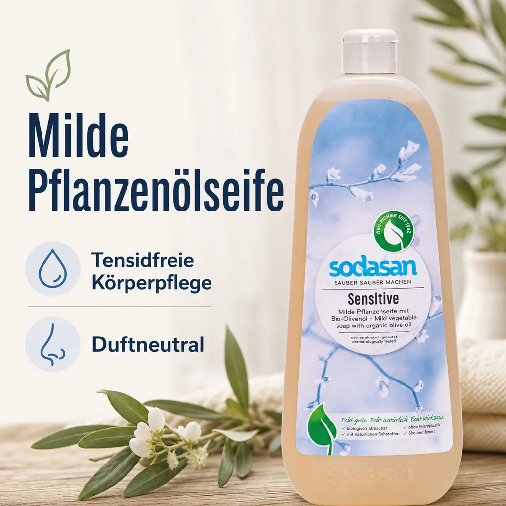 SODASAN Flüssigseife Liquid Sensitive 1 Liter Pflanzenseife