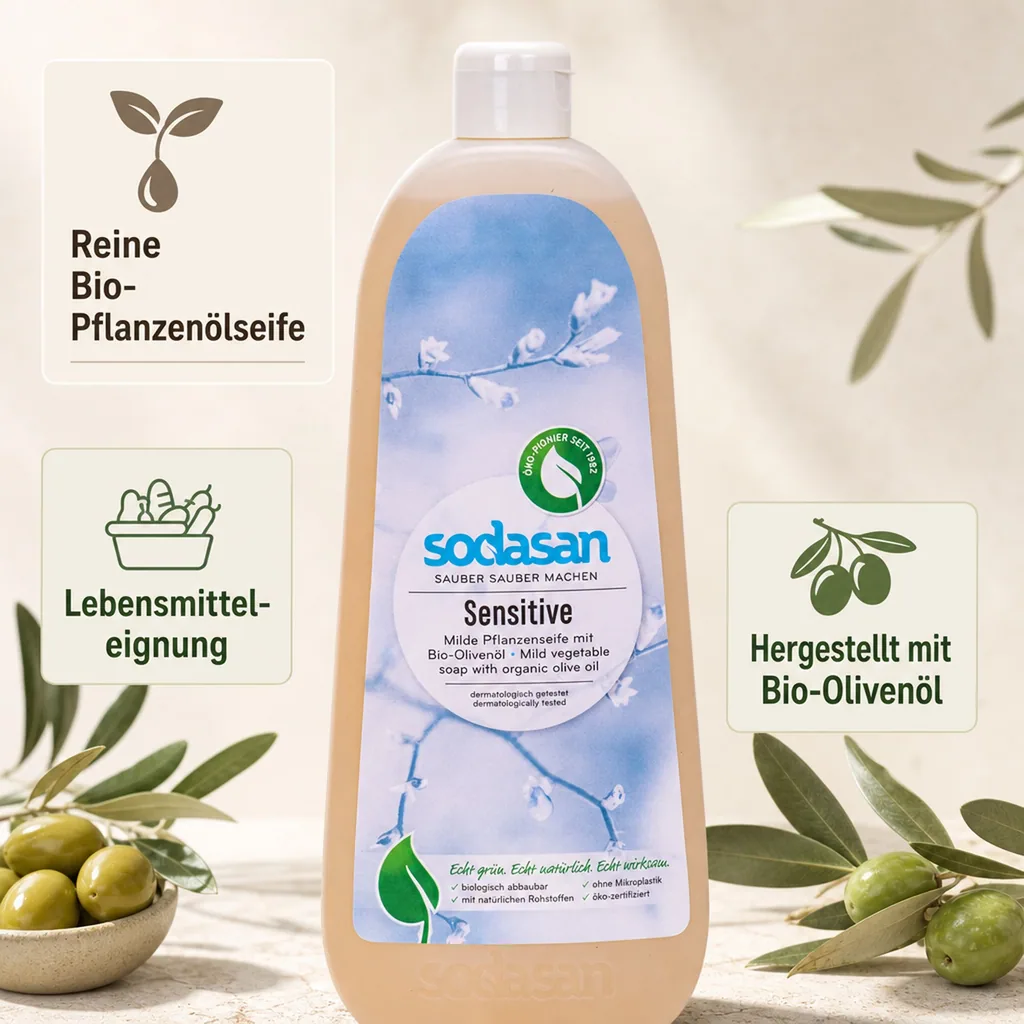 SODASAN Flüssigseife Liquid Sensitive 1 Liter Pflanzenseife