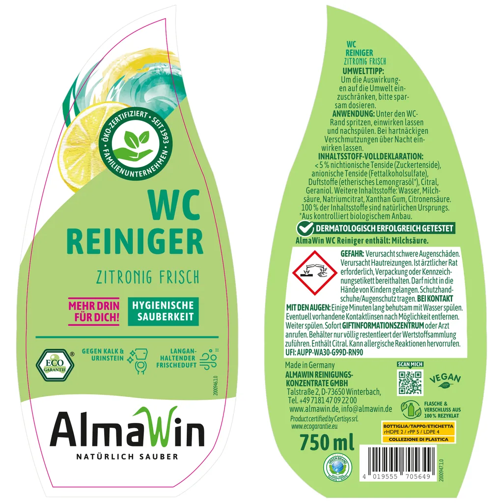 ALMAWIN WC Reiniger 750 ml zitronig frisch