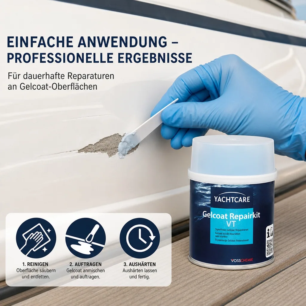 YACHTCARE Gelcoat VT Repair Kit RAL 9001 cremeweiß 200 g