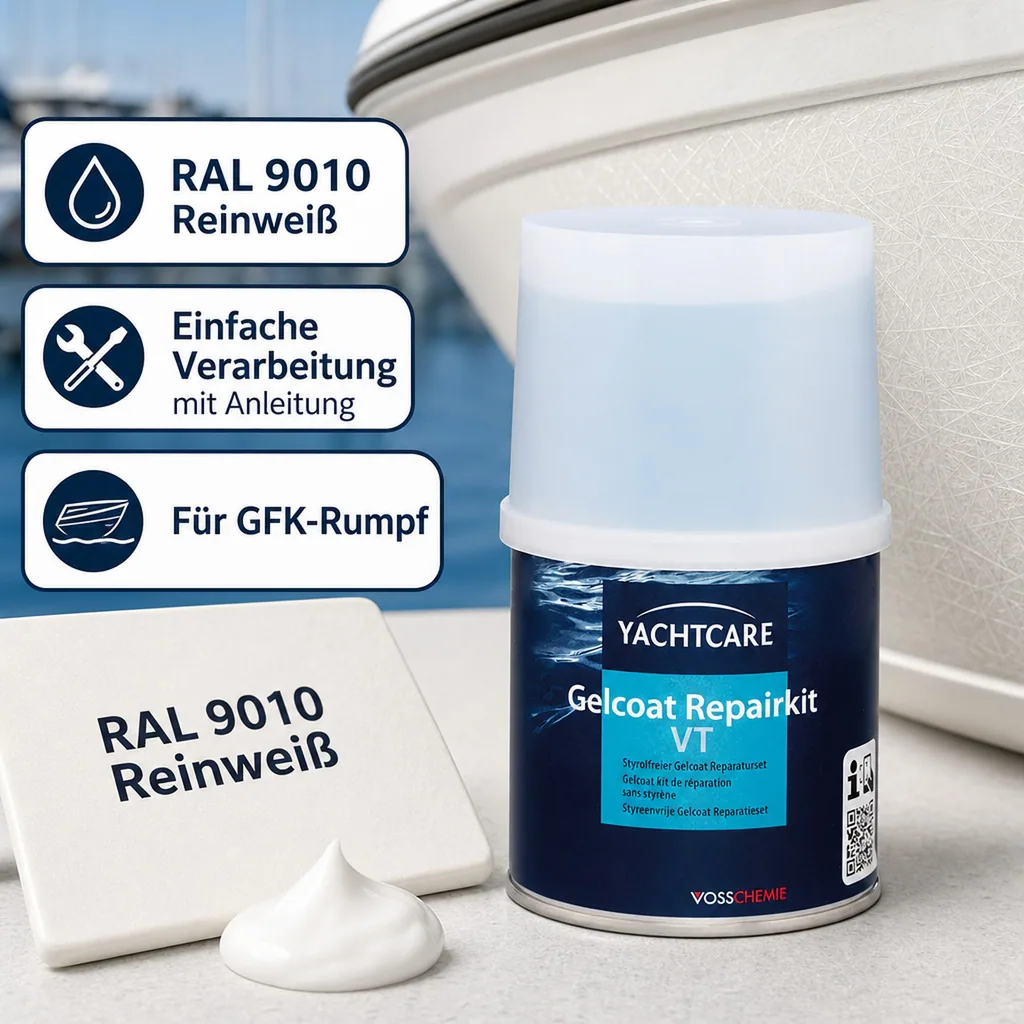YACHTCARE Gelcoat VT Repair Kit RAL 9010 reinweiß 200 g