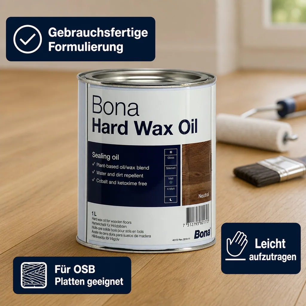BONA Hardwax Oil matt 1 Liter für Holzböden im Innenbereich