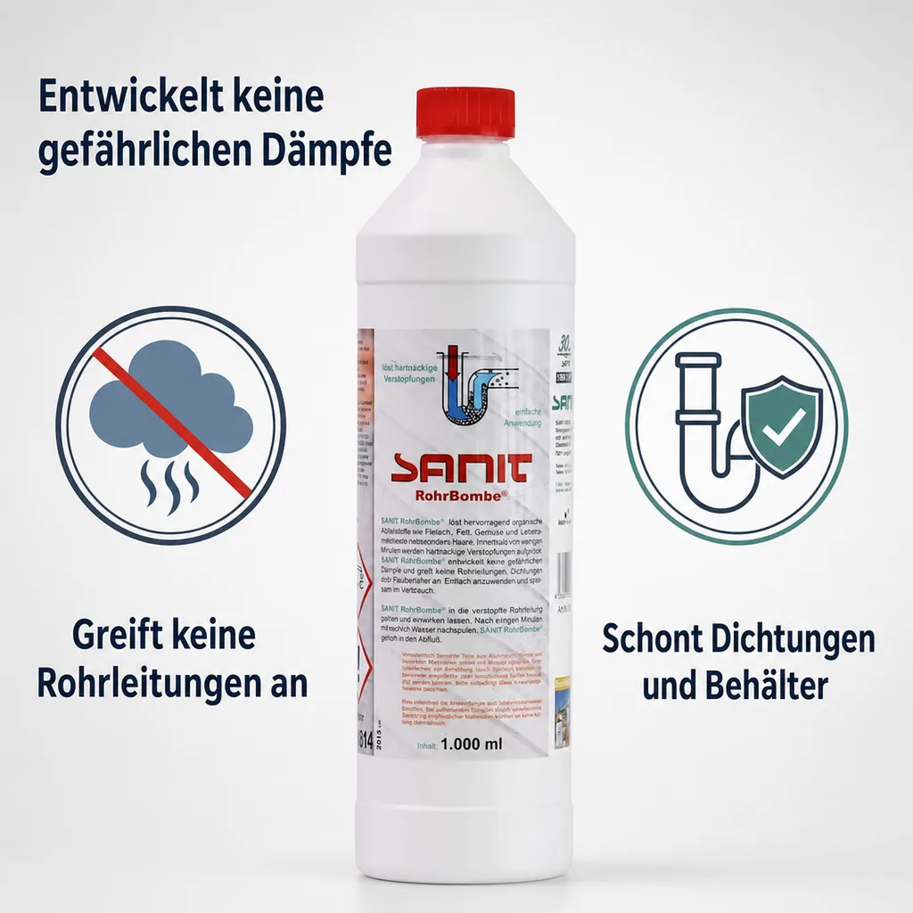 SANIT Rohrbombe flüssig 1 Liter Rohrreiniger