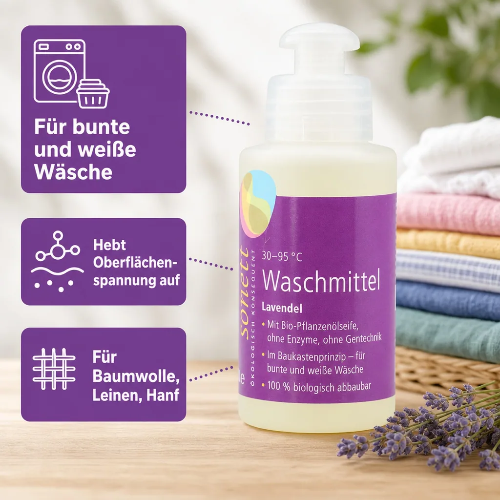 SONETT Waschmittel flüssig Lavendel 120 ml Probiergröße