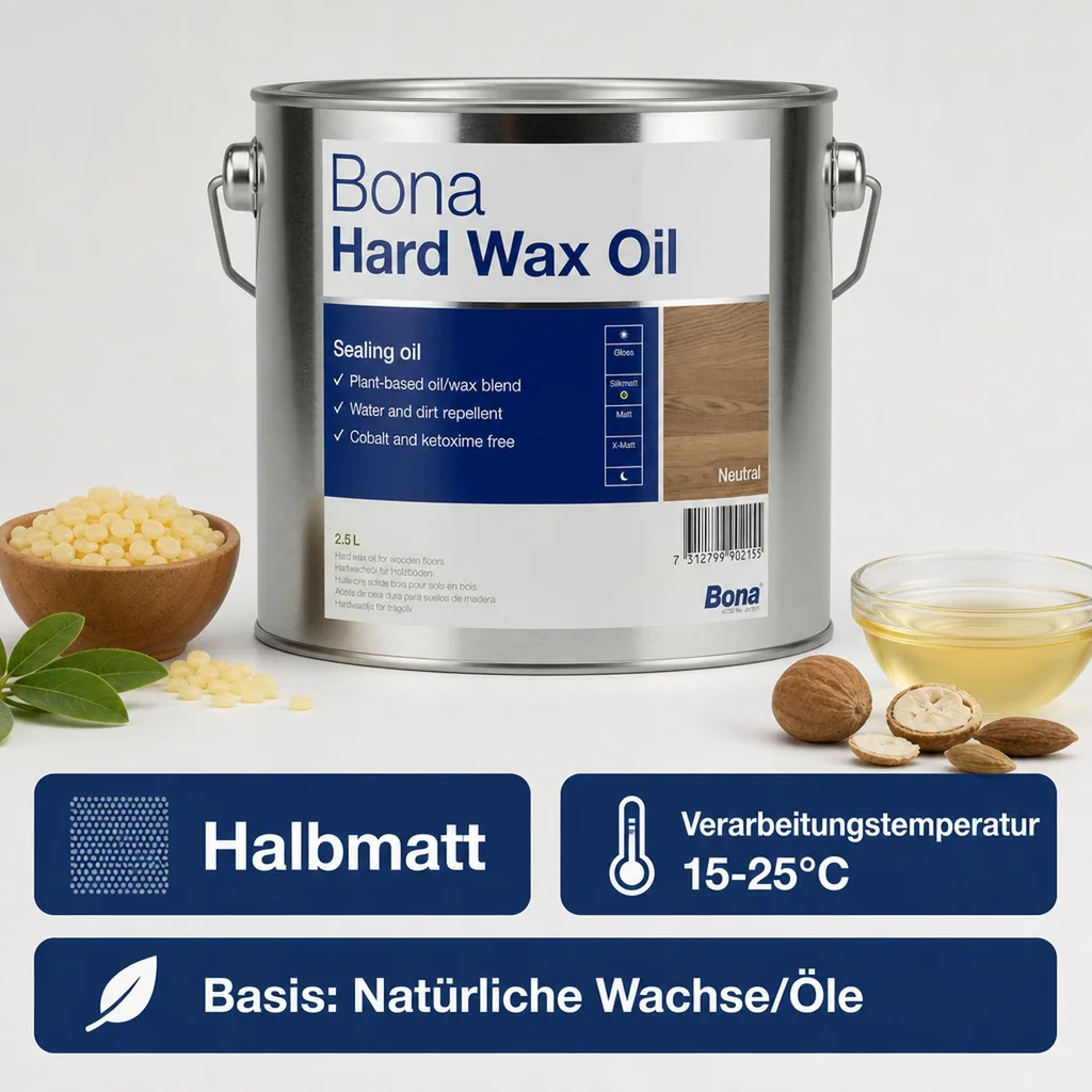 BONA Hardwax Oil extramatt 2,5 Liter für Holzböden im Innenbereich