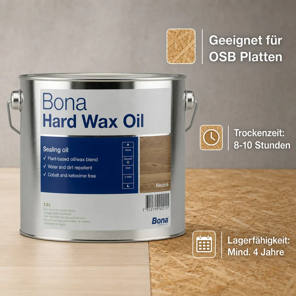 BONA Hardwax Oil extramatt 2,5 Liter für Holzböden im Innenbereich