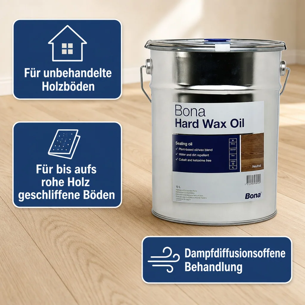 BONA Hardwax Oil extramatt 10 Liter für Holzböden im Innenbereich