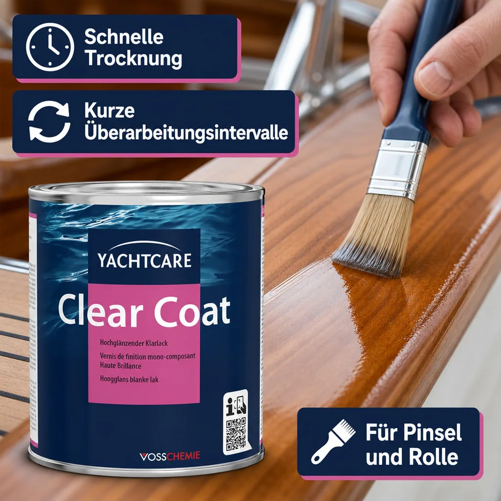 YACHTCARE Clear Coat 750 ml transparent hochglänzender Klarlack