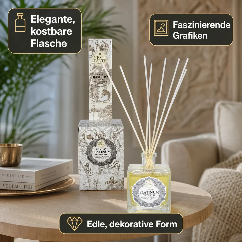 NESTI DANTE Luxury Room Diffuser Raumduft PLATINUM 500 ml incl. Bambusstäbchen