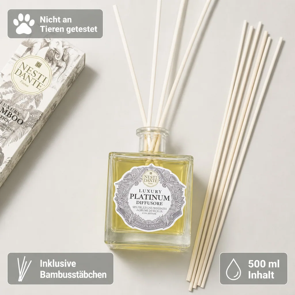 NESTI DANTE Luxury Room Diffuser Raumduft PLATINUM 500 ml incl. Bambusstäbchen