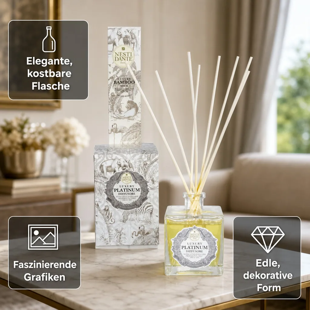 NESTI DANTE Luxury Room Diffuser Raumduft PLATINUM 500 ml incl. Bambusstäbchen