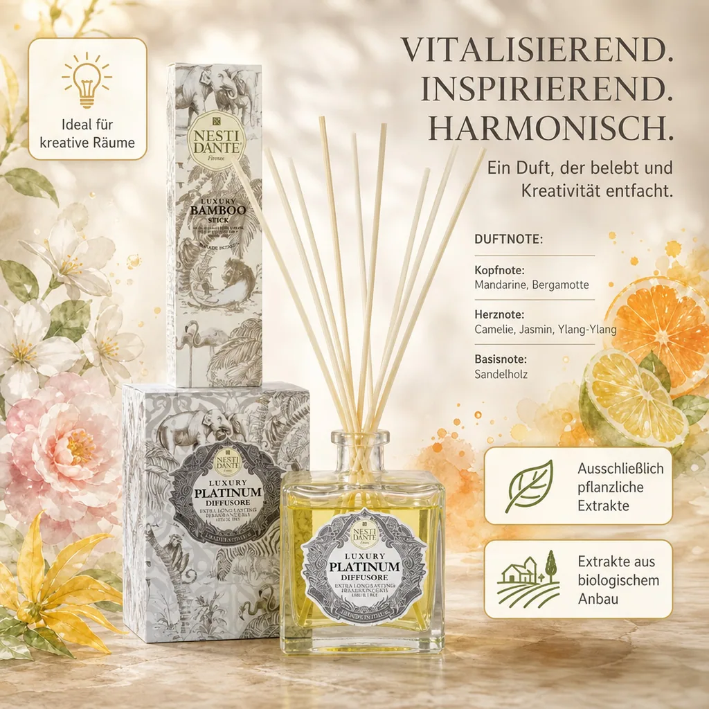 NESTI DANTE Luxury Room Diffuser Raumduft PLATINUM 500 ml incl. Bambusstäbchen