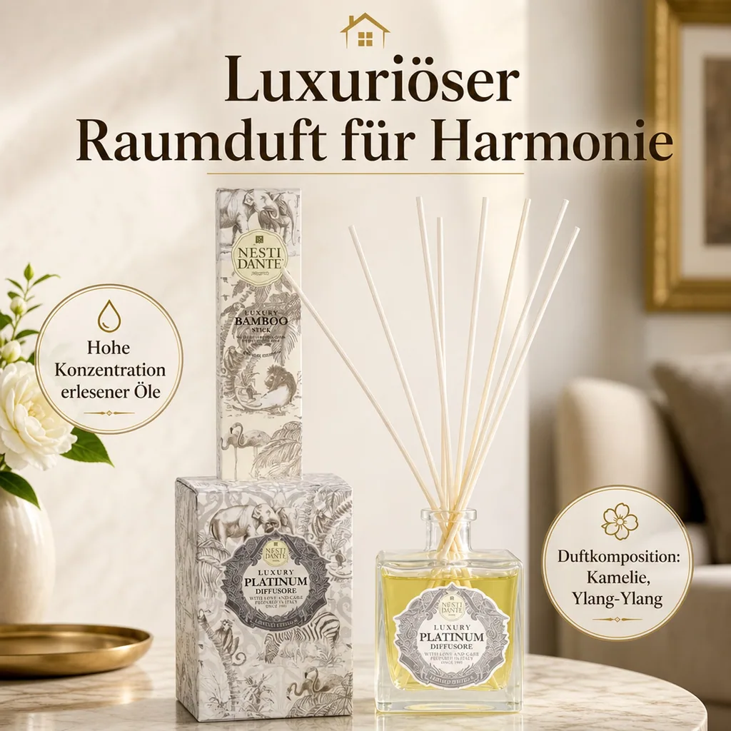 NESTI DANTE Luxury Room Diffuser Raumduft PLATINUM 500 ml incl. Bambusstäbchen