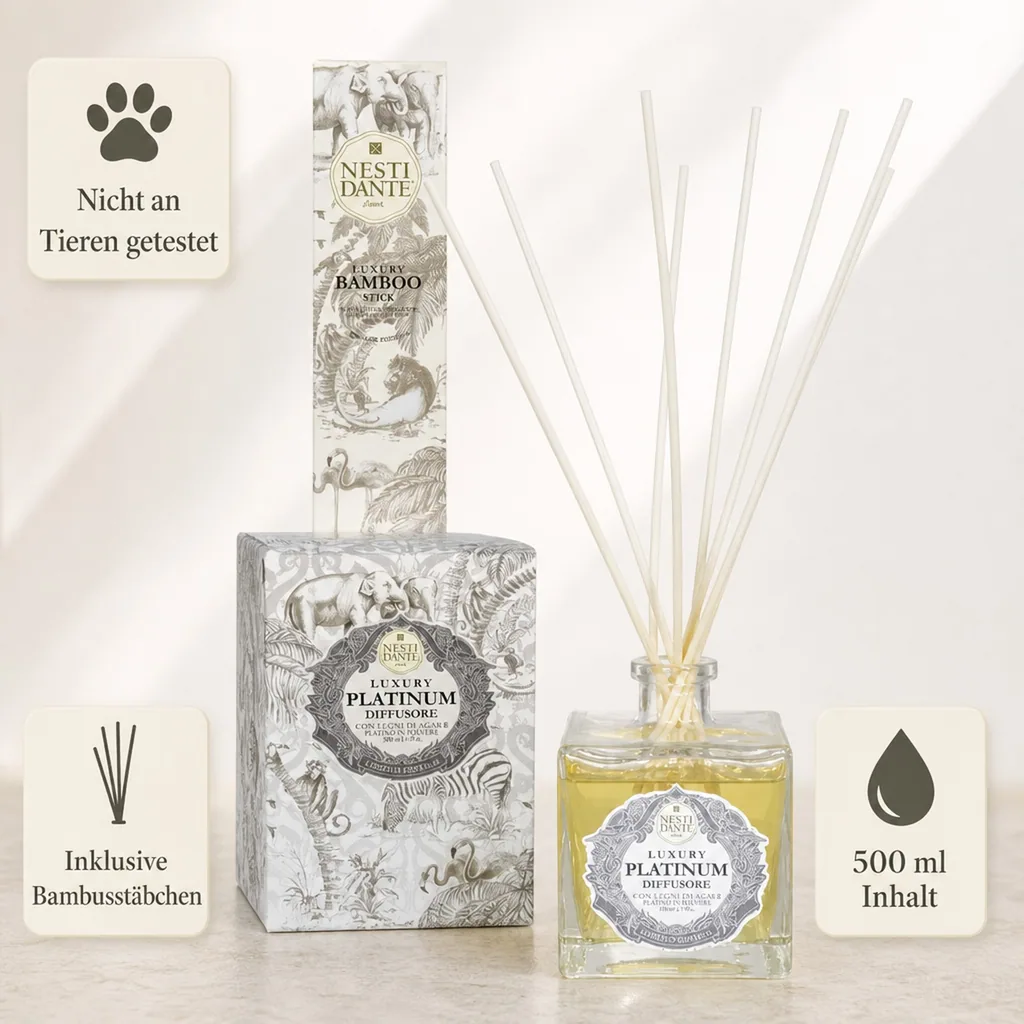 NESTI DANTE Luxury Room Diffuser Raumduft PLATINUM 500 ml incl. Bambusstäbchen