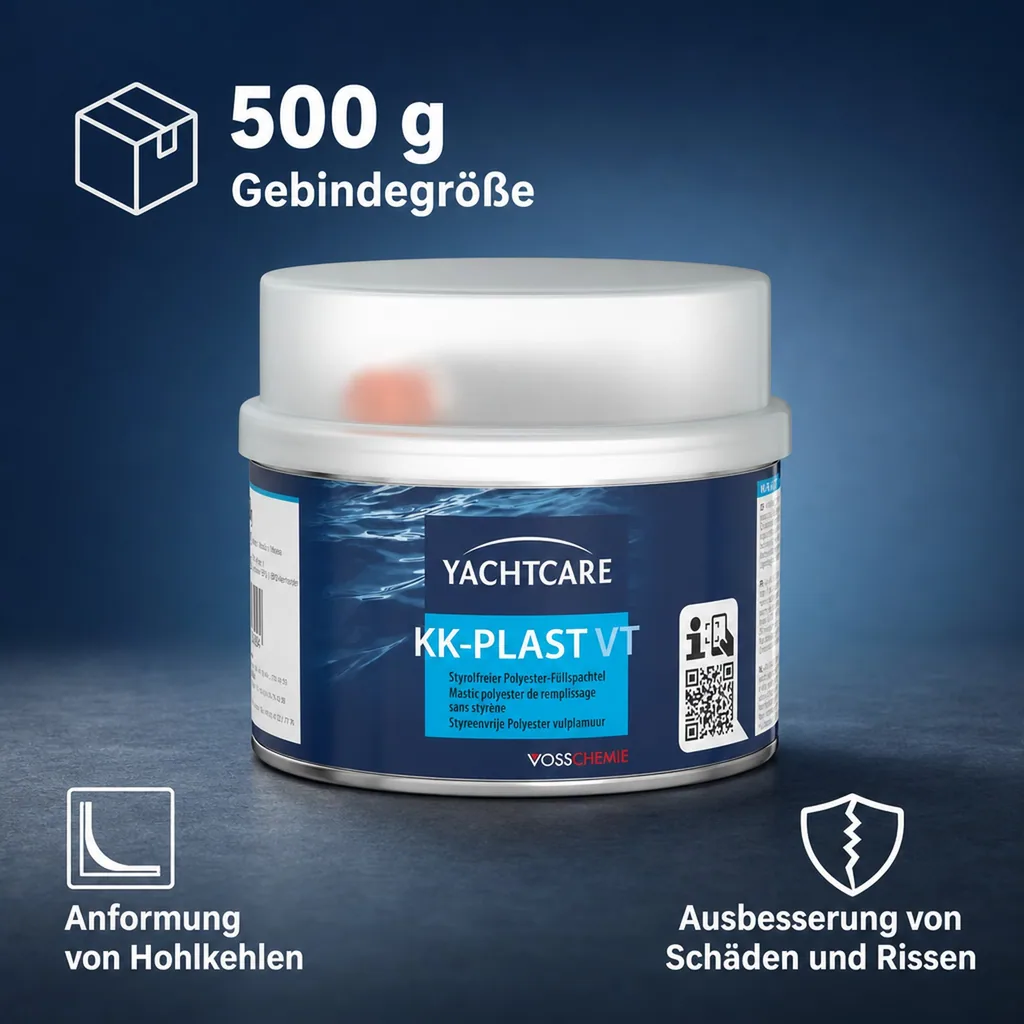YACHTCARE KK-Plast VT Füllspachtel Polyesterspachtel grau 500 g