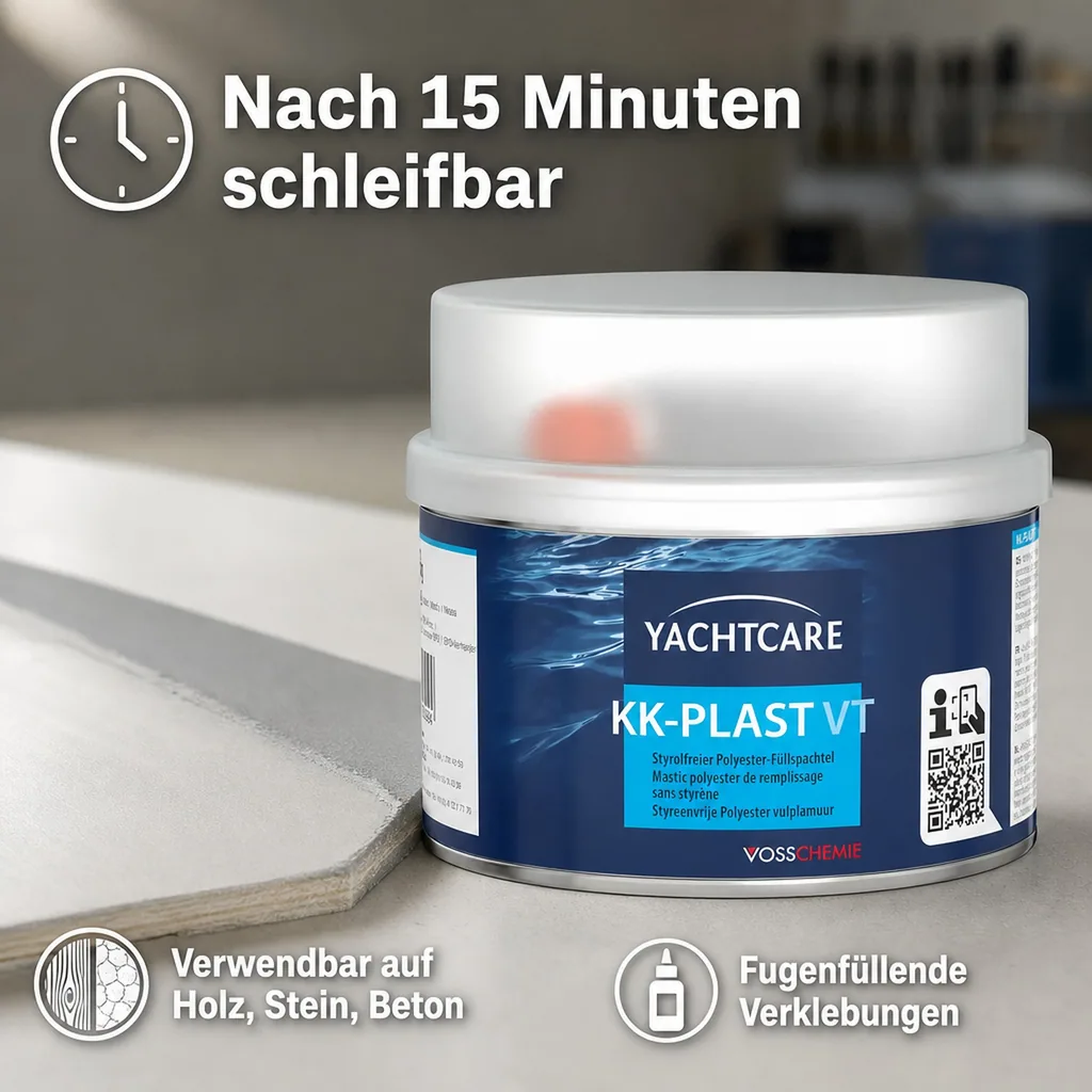 YACHTCARE KK-Plast VT Füllspachtel Polyesterspachtel grau 500 g