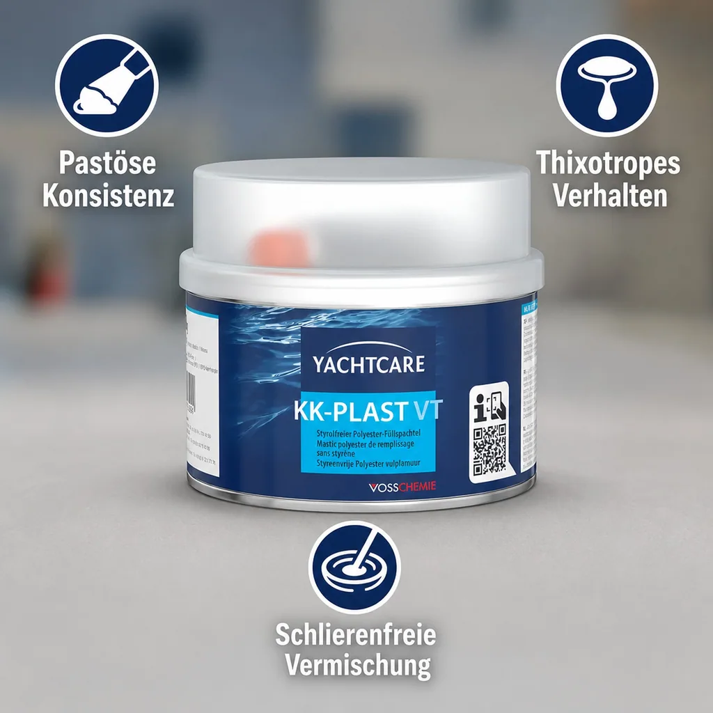 YACHTCARE KK-Plast VT Füllspachtel Polyesterspachtel grau 500 g