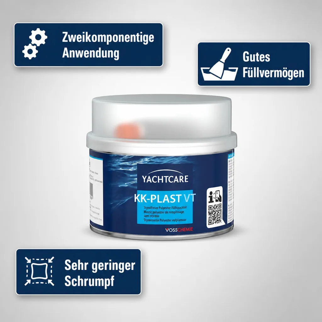 YACHTCARE KK-Plast VT Füllspachtel Polyesterspachtel grau 1000 g