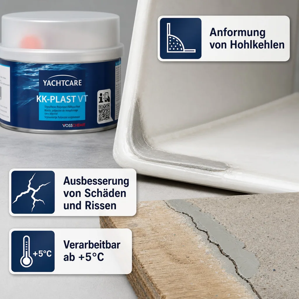 YACHTCARE KK-Plast VT Füllspachtel Polyesterspachtel grau 1000 g