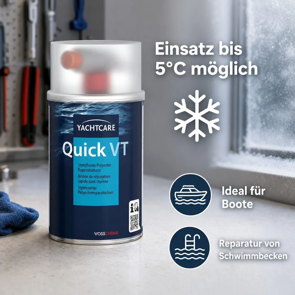 YACHTCARE Quick VT 1 kg Styrolfreies Polyester Reparaturharz incl. Härter