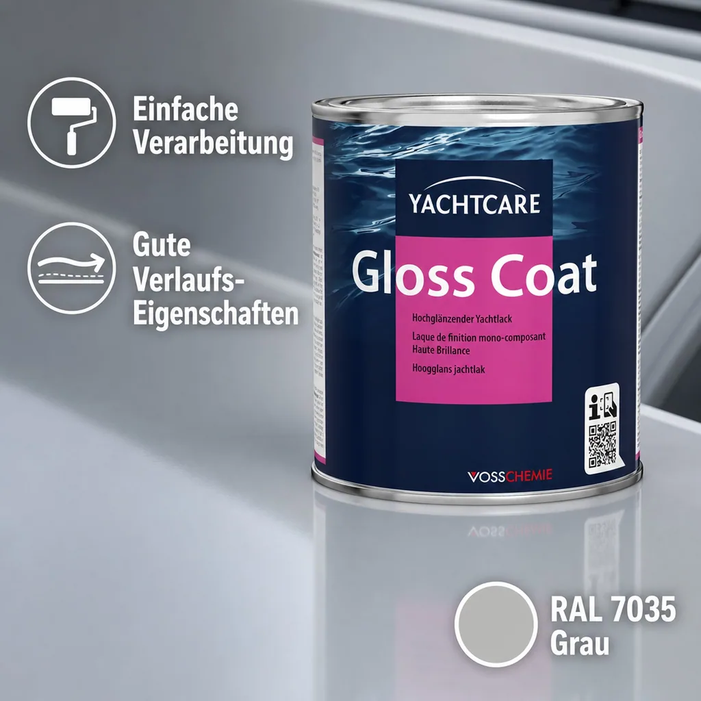 YACHTCARE Gloss Coat 750 ml grau hochglänzender Yachtlack