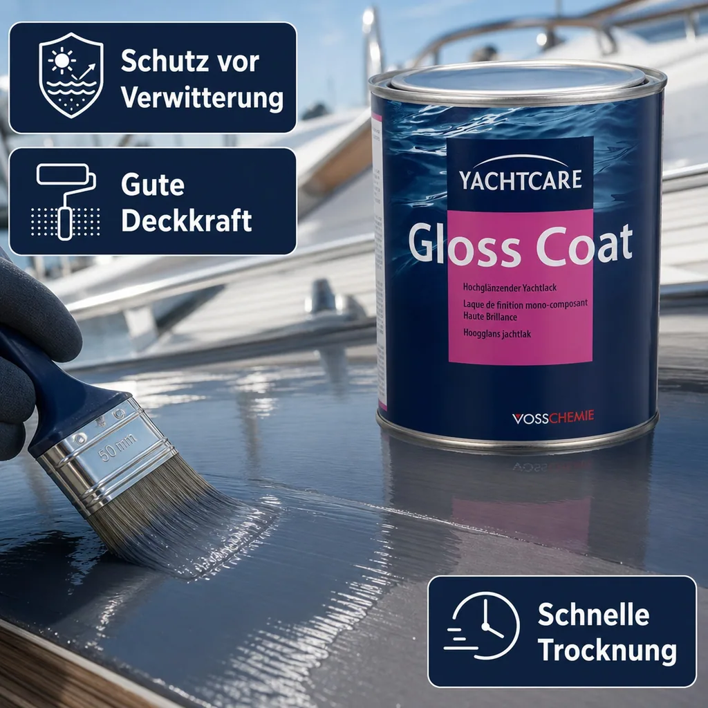 YACHTCARE Gloss Coat 750 ml grau hochglänzender Yachtlack