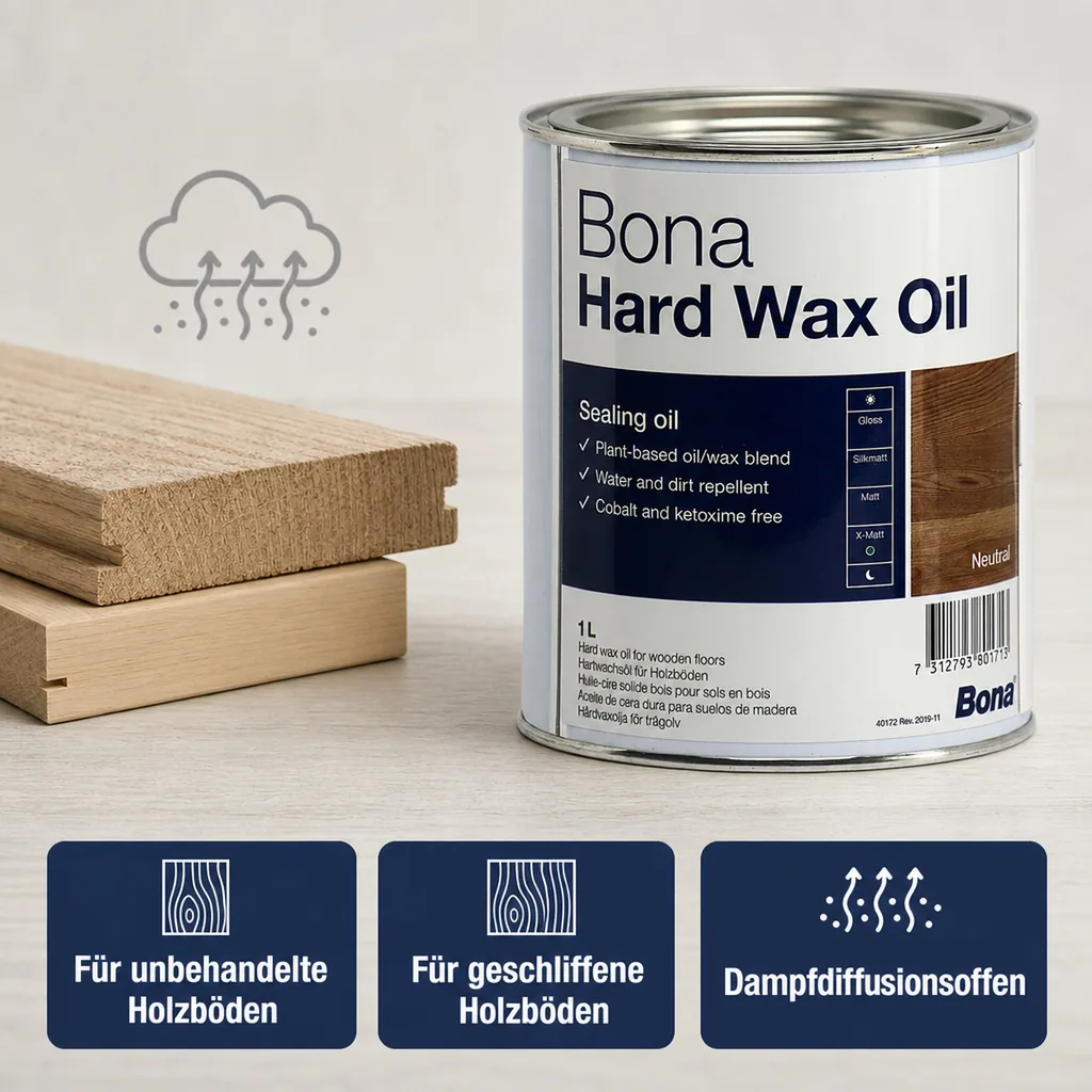 BONA Hardwax Oil extramatt 1 Liter für Holzböden im Innenbereich