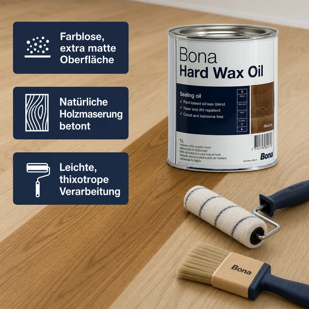 BONA Hardwax Oil extramatt 1 Liter für Holzböden im Innenbereich