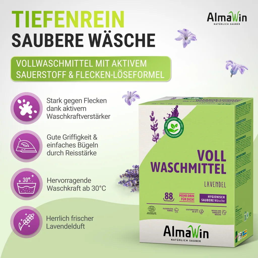 ALMAWIN Vollwaschmittel 4,6 kg 82 Waschgänge