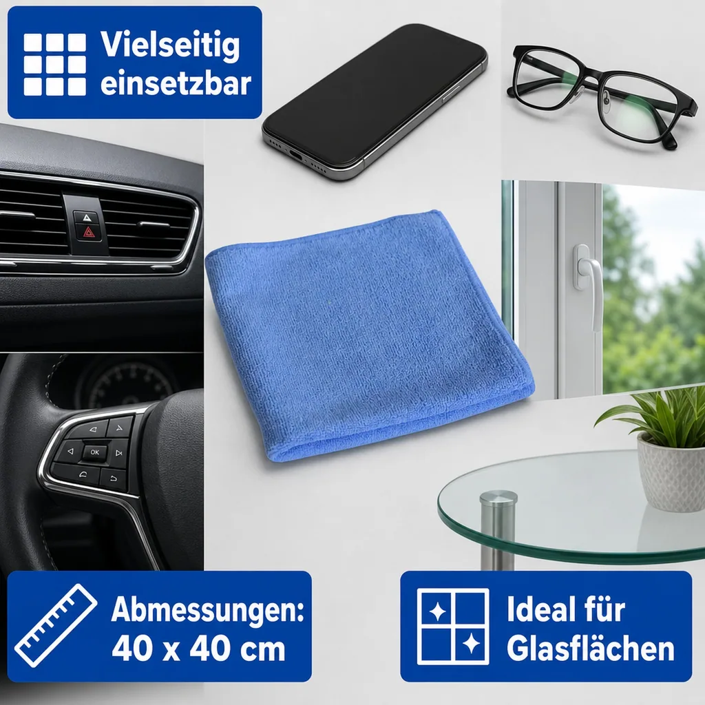 HOTREGA Mikrofasertuch 40 x 40 cm blau extra starke Qualität 20 Stück Packung