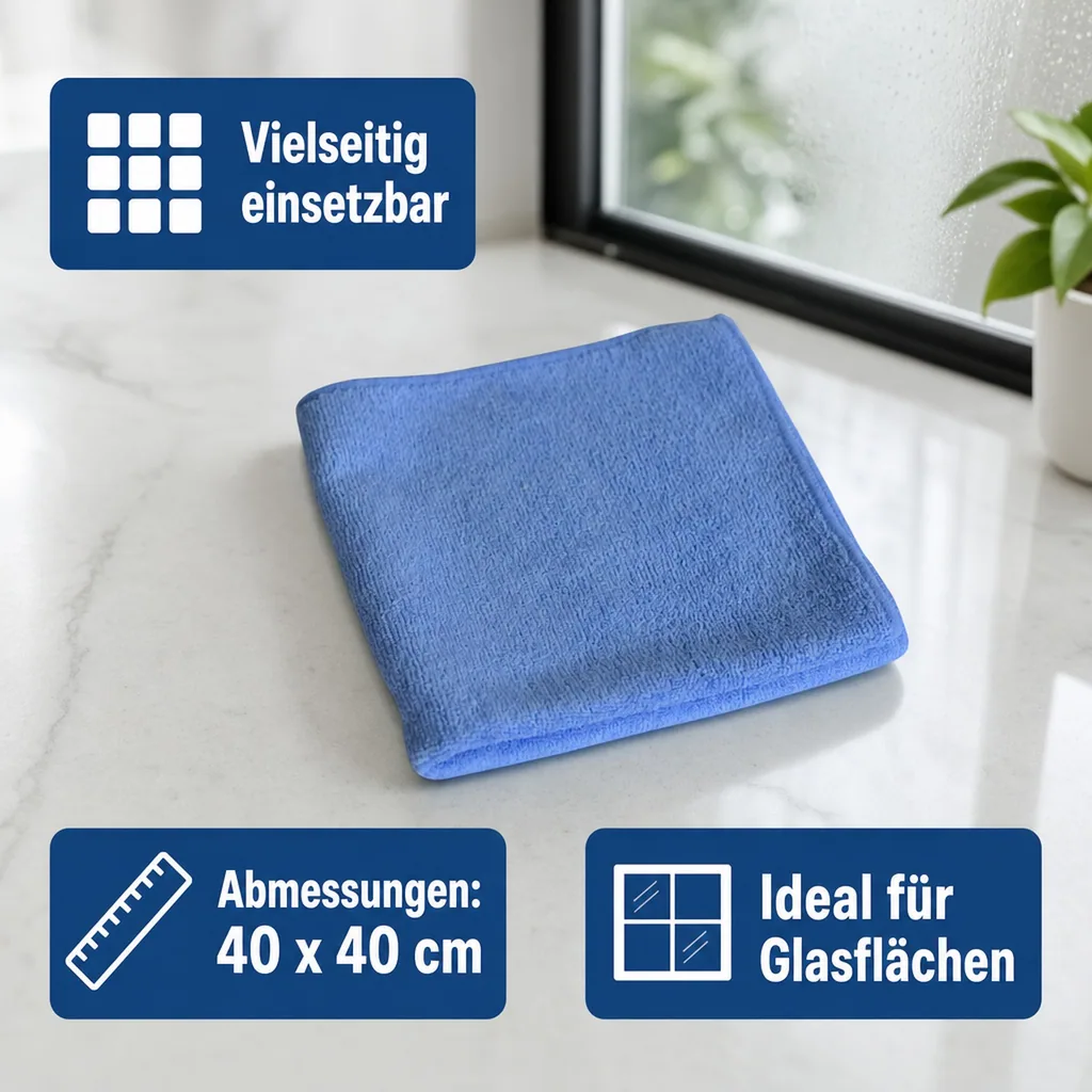 HOTREGA Mikrofasertuch 40 x 40 cm blau extra starke Qualität 20 Stück Packung