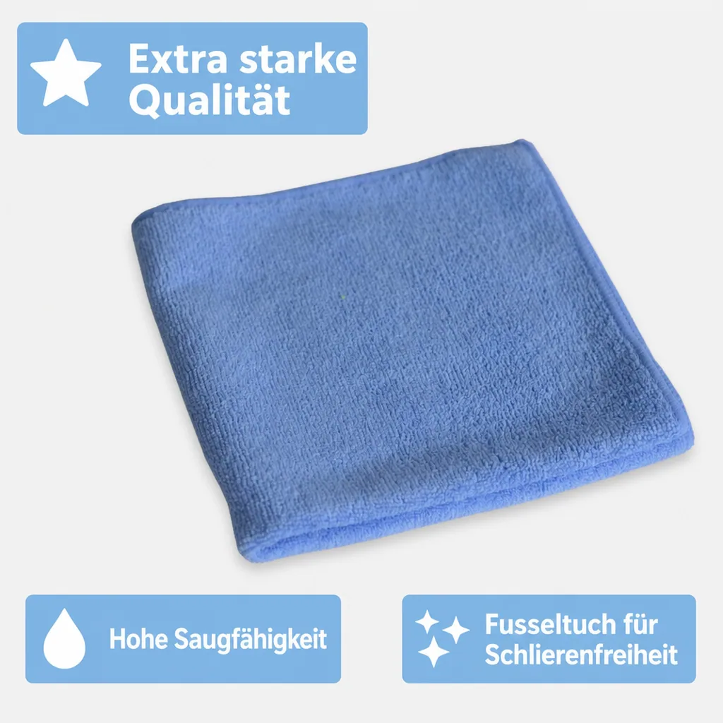 HOTREGA Mikrofasertuch 40 x 40 cm blau extra starke Qualität 20 Stück Packung