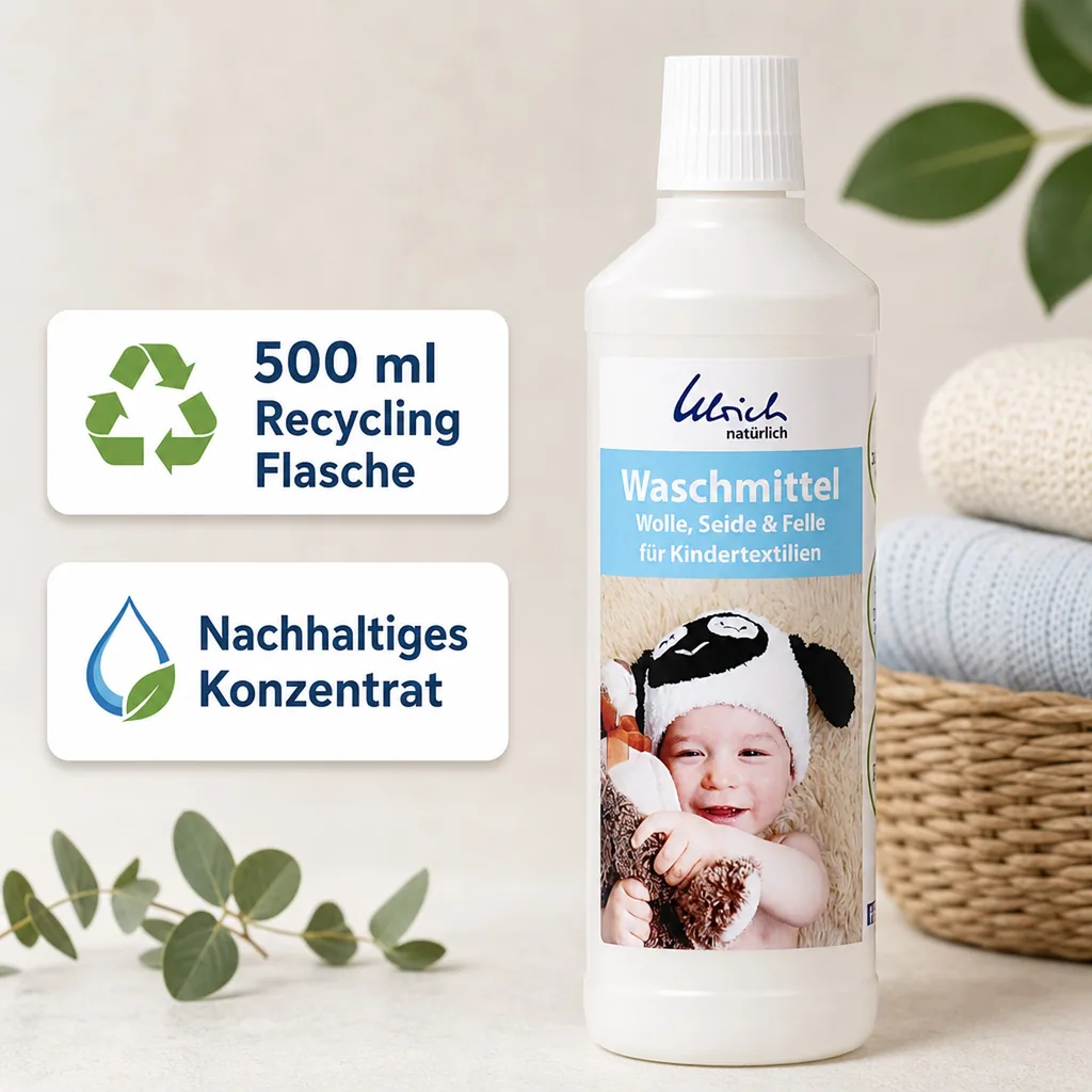 ULRICH natürlich Waschmittel für Kindertextilien 500 ml flüssig Wolle, Seide & Felle