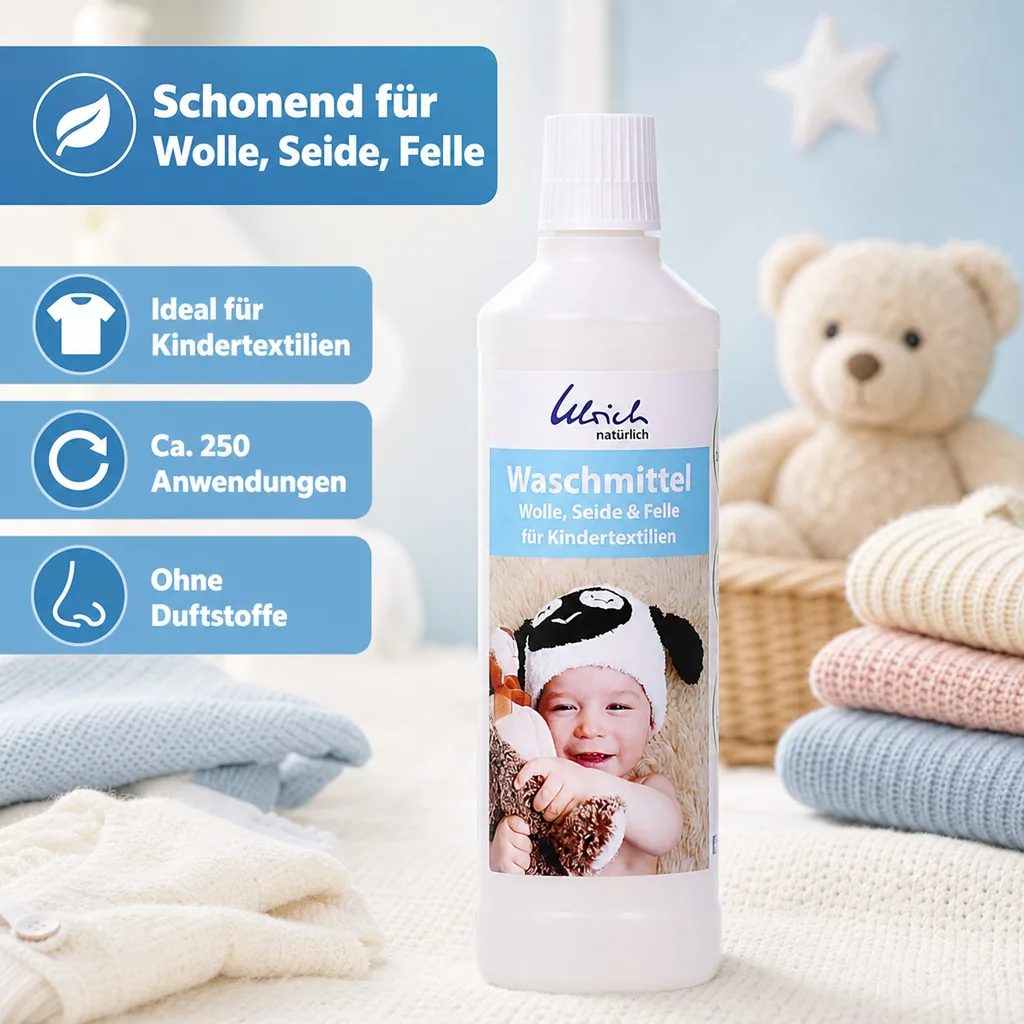 ULRICH natürlich Waschmittel für Kindertextilien 500 ml flüssig Wolle, Seide & Felle