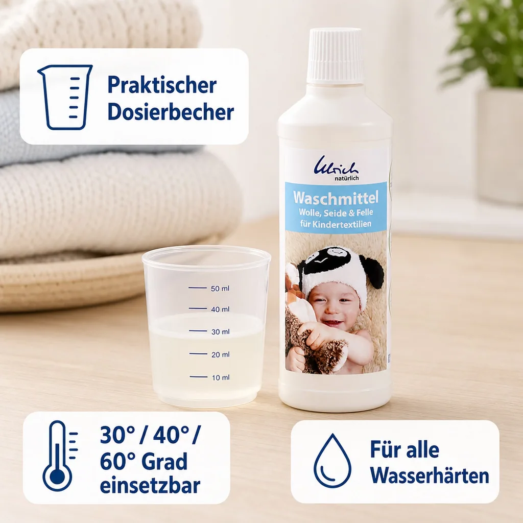 ULRICH natürlich Waschmittel für Kindertextilien 500 ml flüssig Wolle, Seide & Felle