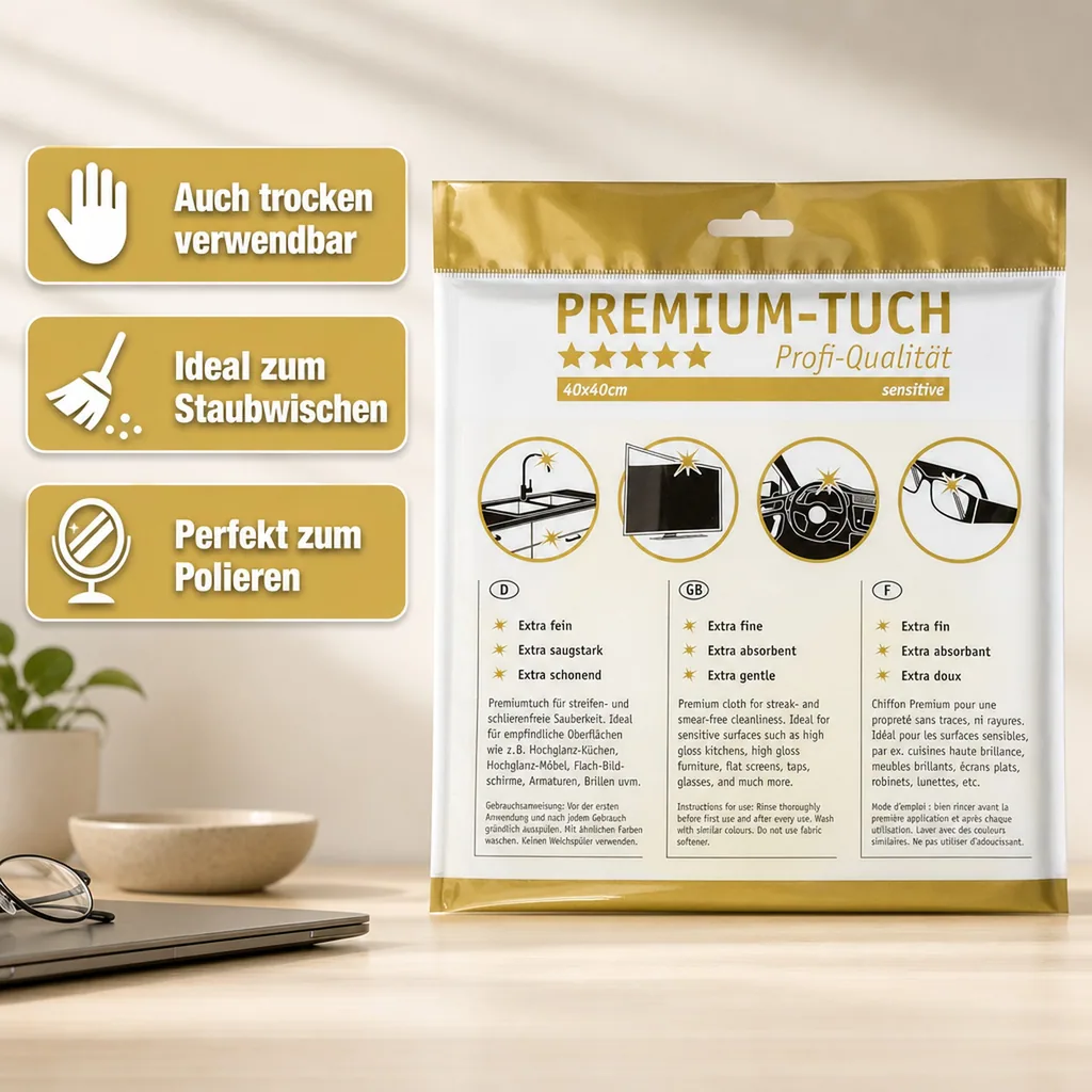 HOTREGA Mikrofasertuch PREMIUM sensitive 30 x 30 mm weiß