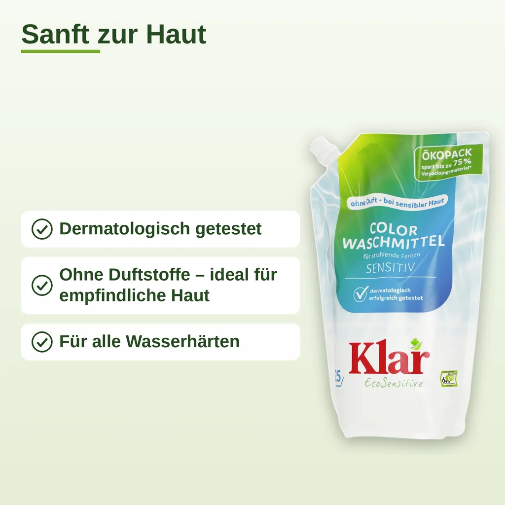 KLAR Color Waschmittel flüssig 1,5 Liter im Öko Pack NEU*