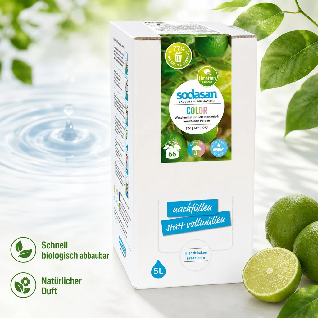 SODASAN COLOR Flüssigwaschmittel Limette 5 Liter Bag in Box