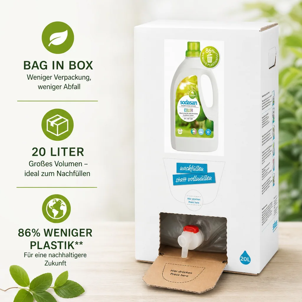 SODASAN COLOR Flüssigwaschmittel Limette 20 Liter Bag in Box