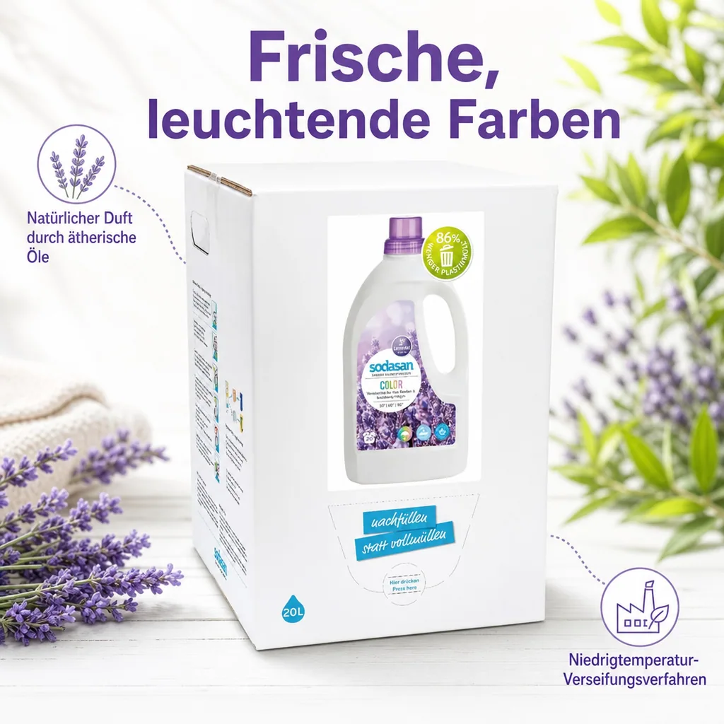 SODASAN COLOR Flüssigwaschmittel Lavendel 20 Liter Bag in Box