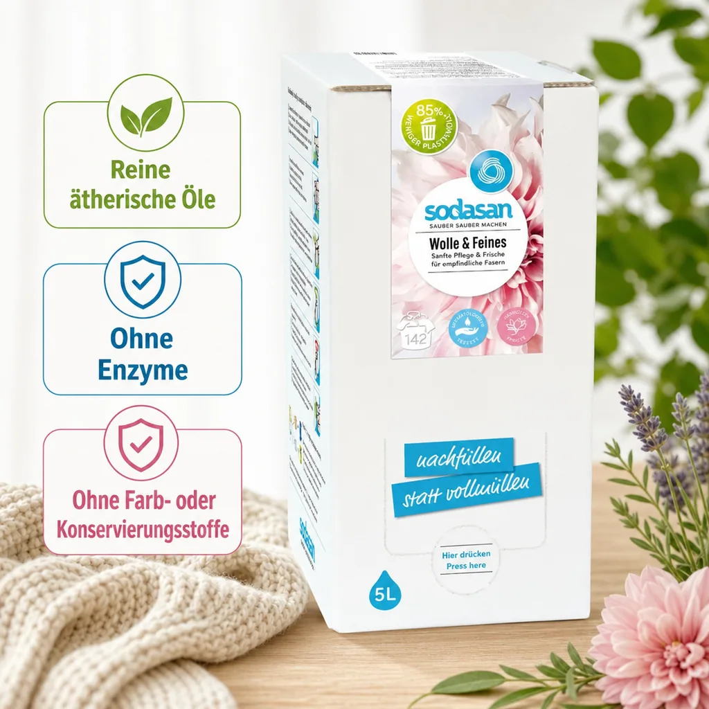 SODASAN Woll- & Feines Flüssigwaschmittel 5 Liter Bag in Box