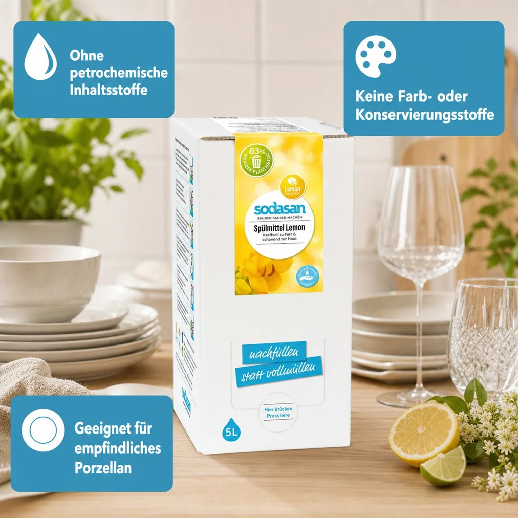 SODASAN Spülmittel Lemon & Lime 5 Liter Bag in Box
