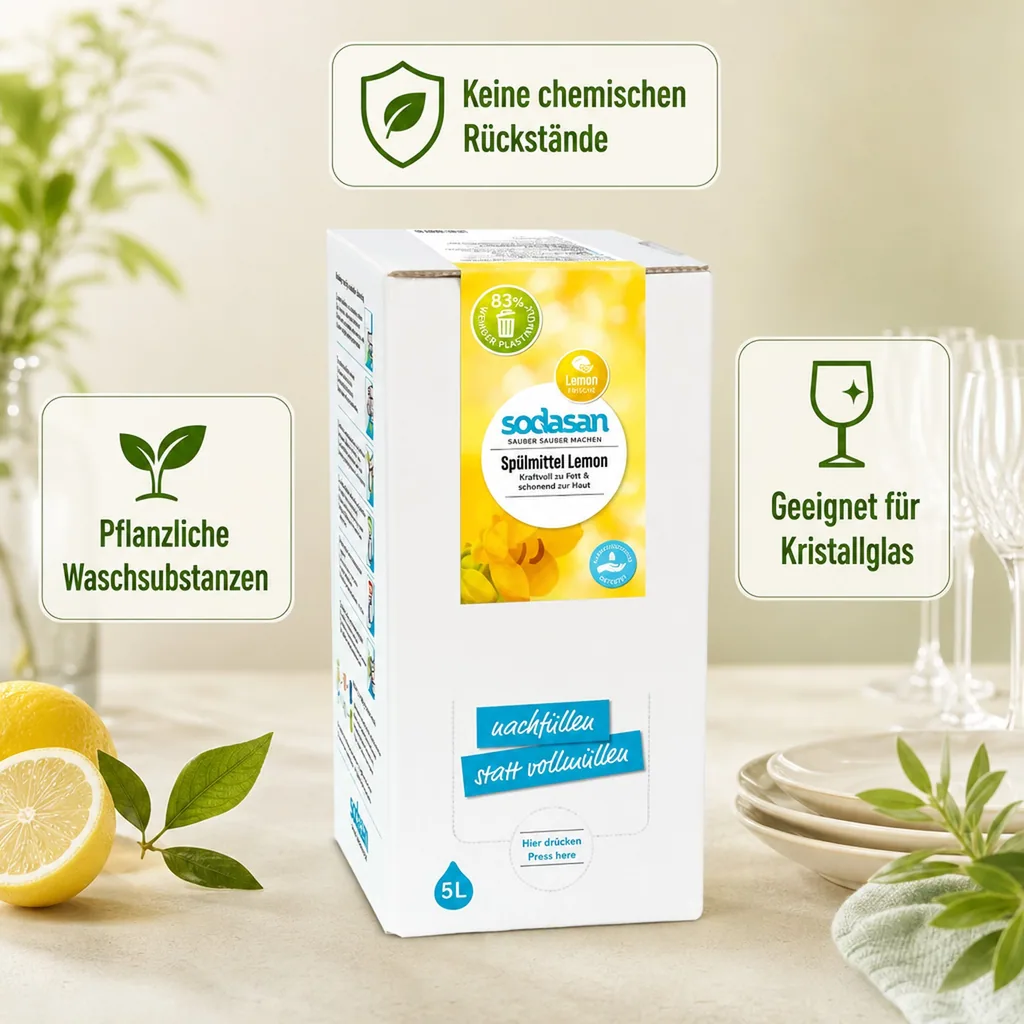SODASAN Spülmittel Lemon & Lime 5 Liter Bag in Box
