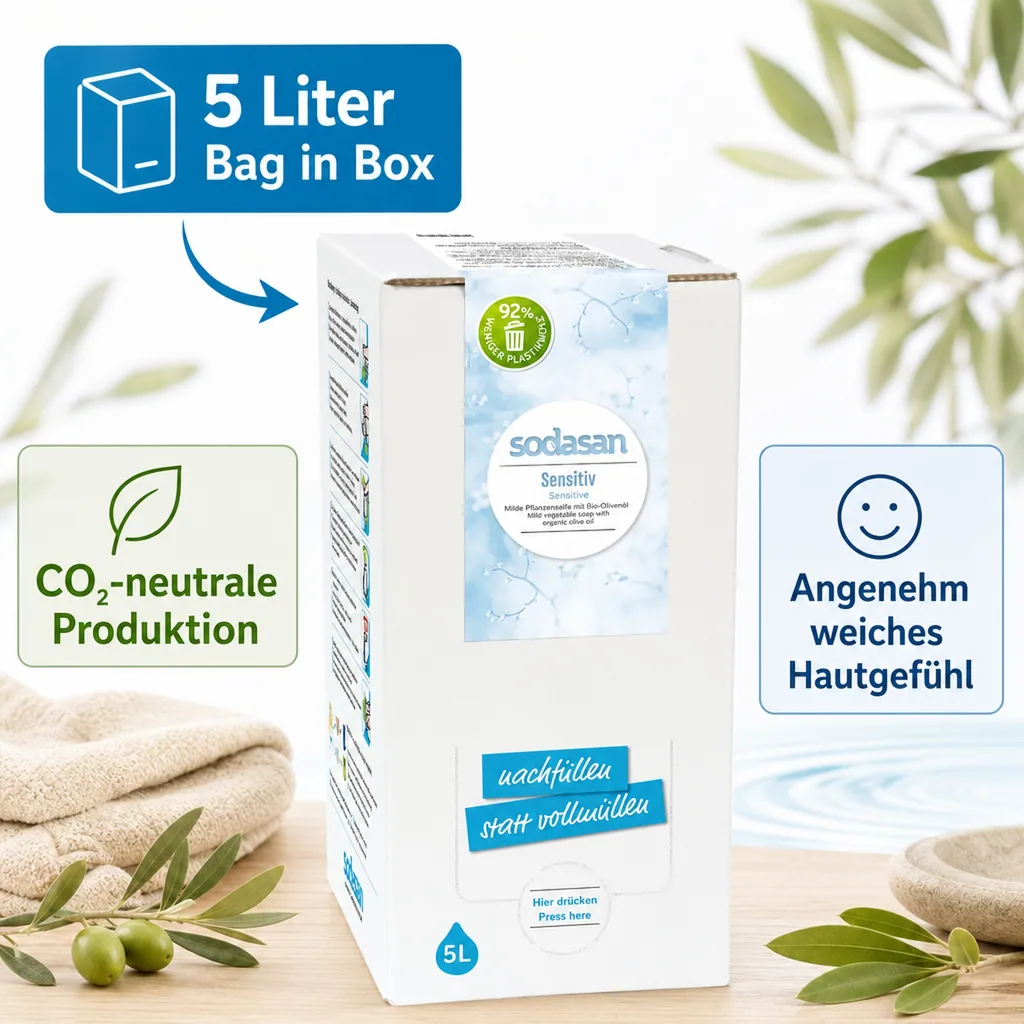 SODASAN Flüssigseife Liquid Sensitive 5 Liter Bag in Box