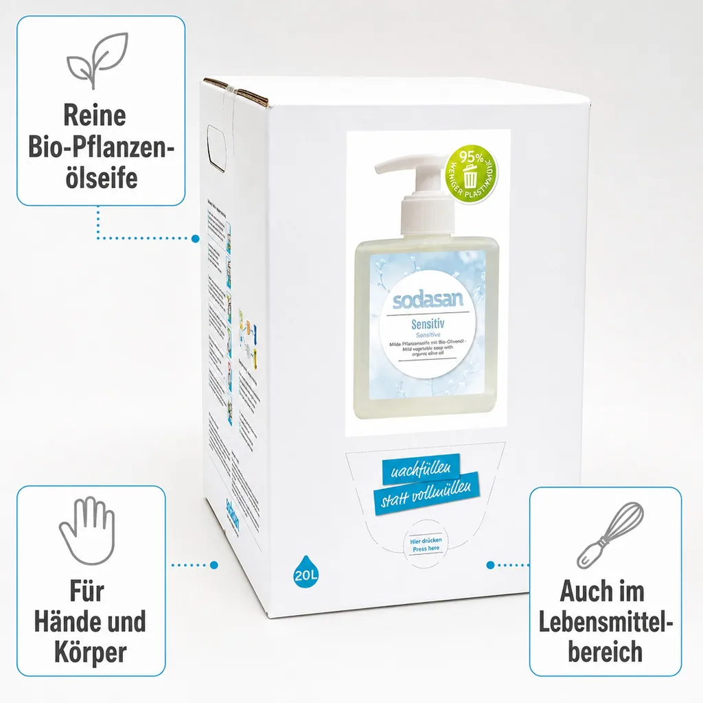 SODASAN Flüssigseife Liquid Sensitive 20 Liter Bag in Box