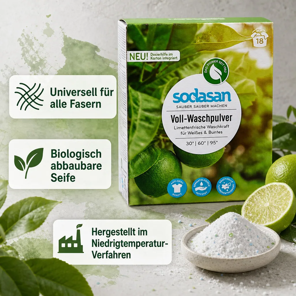 SODASAN Vollwaschpulver 1,01 kg für weißes & Buntes