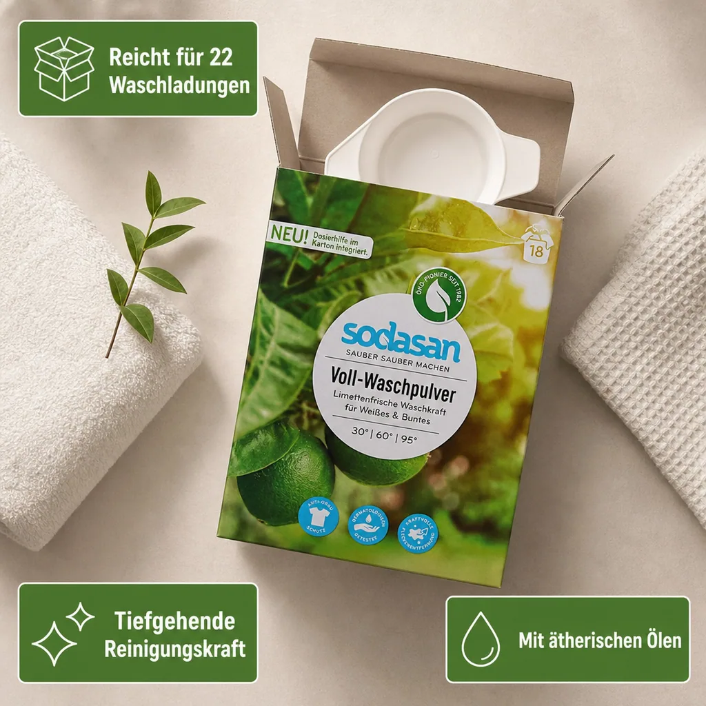 SODASAN Vollwaschpulver 1,01 kg für weißes & Buntes