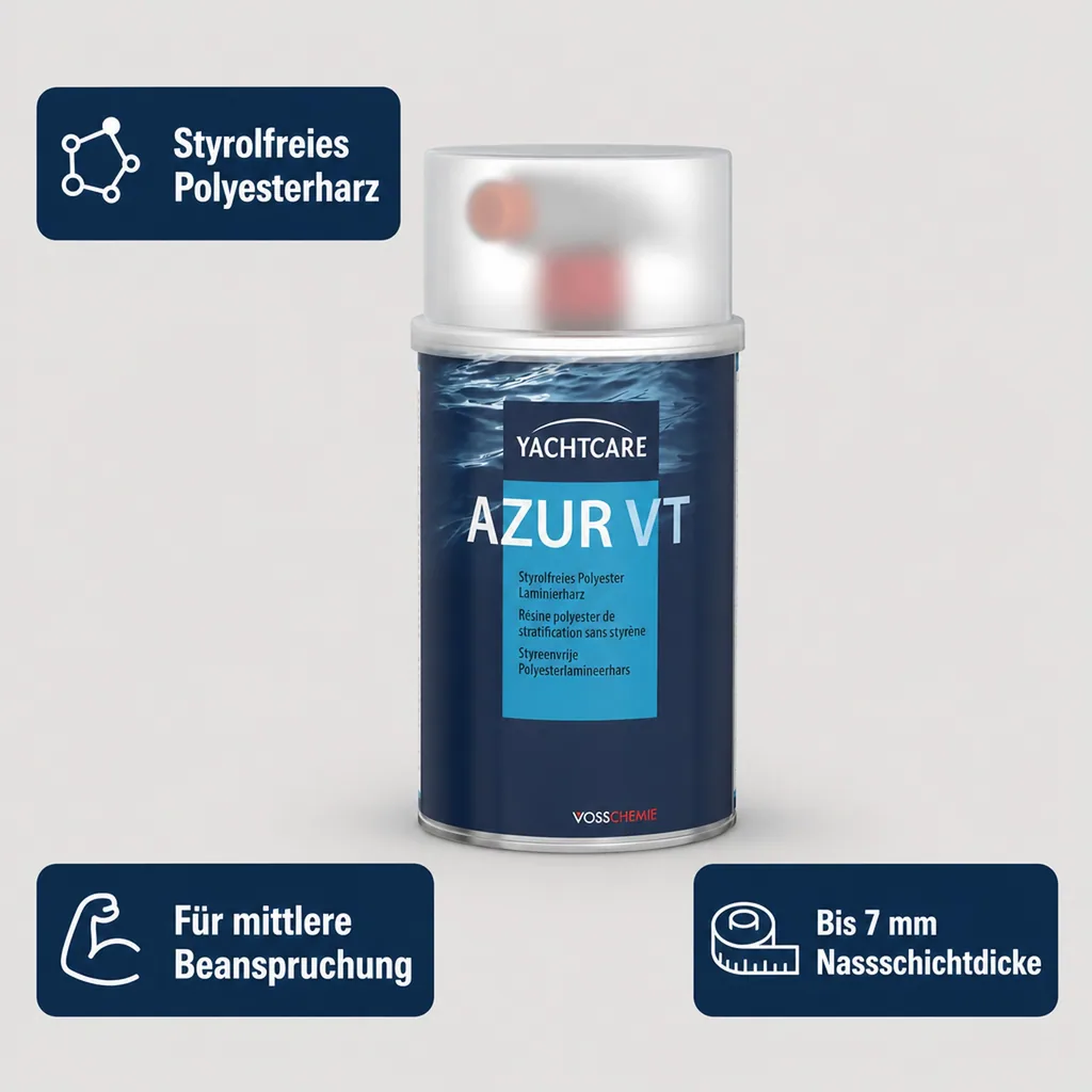 YACHTCARE Azur VT 1000 g Polyesterharz styrolfrei incl. Härter