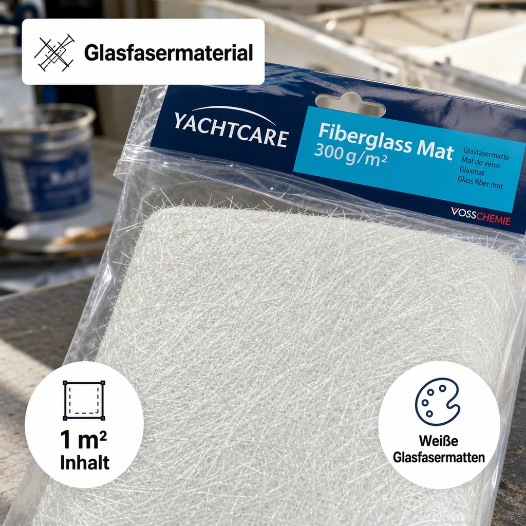 YACHTCARE Fiberglas Mat 300 g Glasmatte 1 m² Inhalt Glasfasermatte