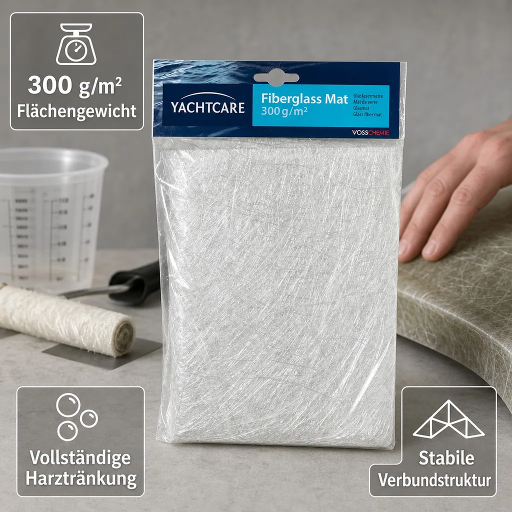 YACHTCARE Fiberglas Mat 300 g Glasmatte 1 m² Inhalt Glasfasermatte